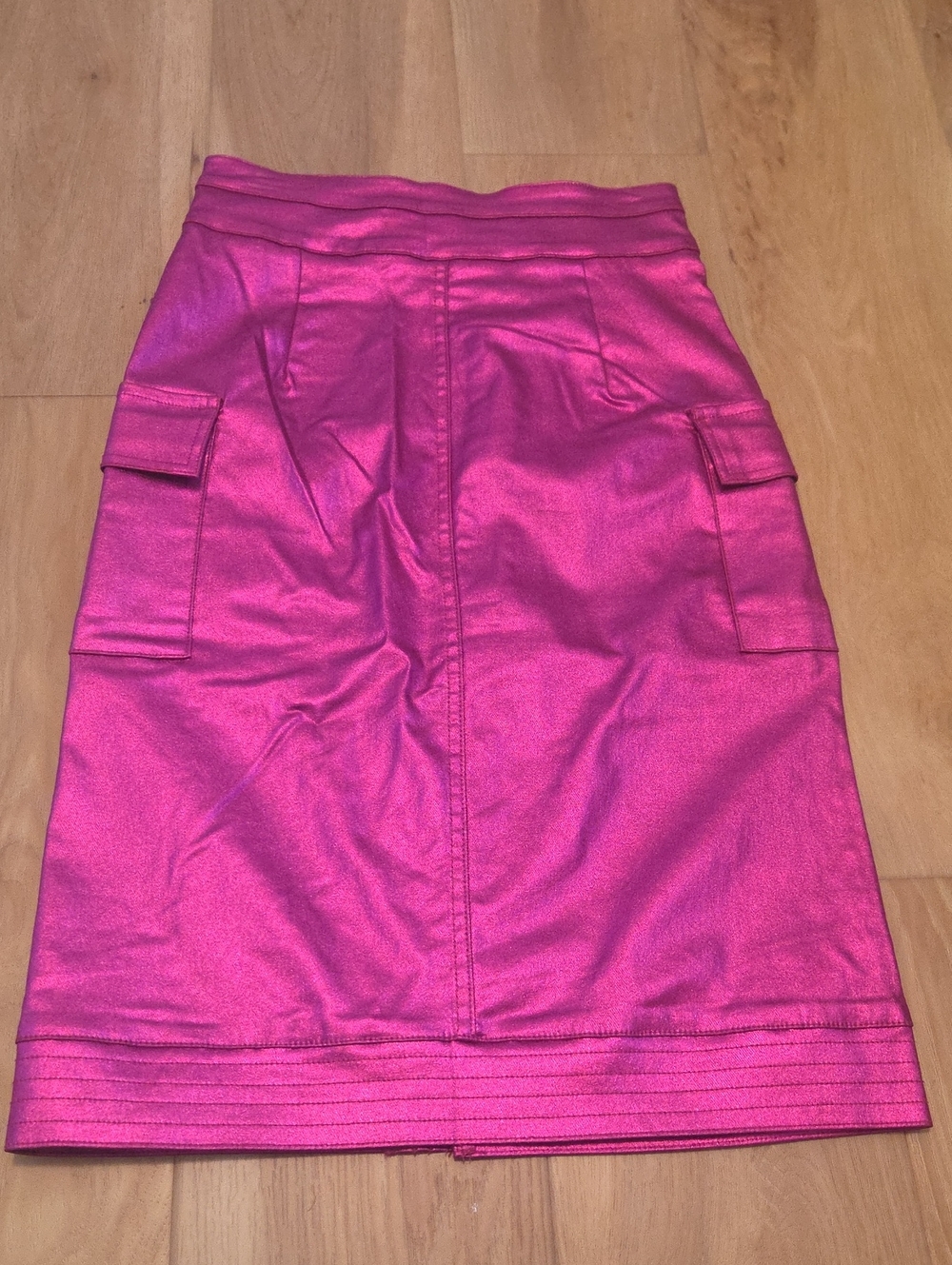 NWT Metallic stretch Pink Pencil Skirt Sz M - Picture 4 of 6